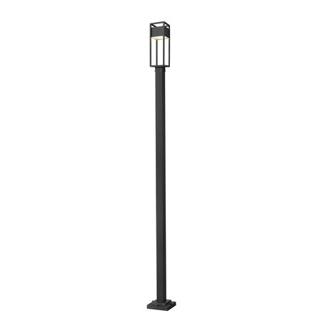 Z-LITE Barwick 1 Light Outdoor Post Mounted Fixture, Black & Etched 585PHMS-536P-BK-LED